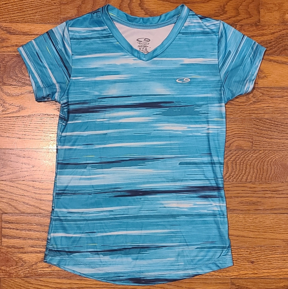Champion Duo Dry Teal V-Neck Shirt Size Medium